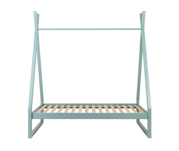 Łóżko dziecięce białe 140x70 Kamienny turkus