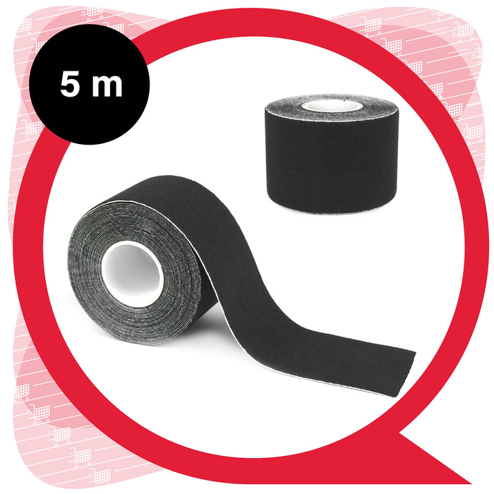 Taśma do kinesiotapingu 5 m x 5 cm Czarna