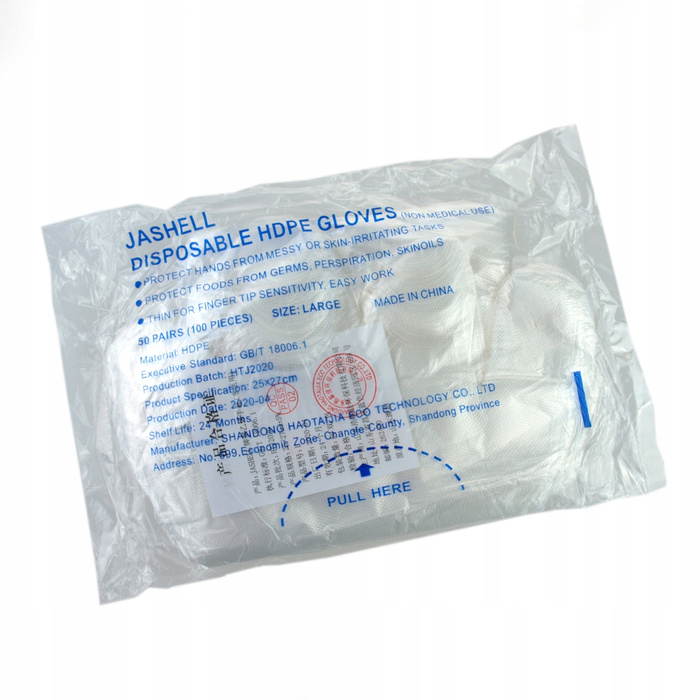 Rękawiczki jednorazowe foliowe HDPE L 100 szt.
