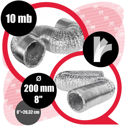 Przewód Wentylacyjny Elastyczny SPIRO 200mm 10m