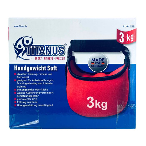 Hantle - 3kg - miękkie - Titanus - czarne, czerwone