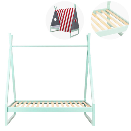 Łóżko dziecięce białe 140x70 błękitny