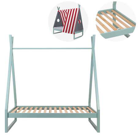 Łóżko dziecięce białe 160x70 Kamienny turkus