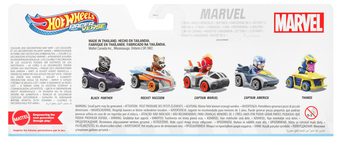Hot Wheels RacerVerse MARVEL 5-pak Zestaw 5 pojazdów do jazdy po torze