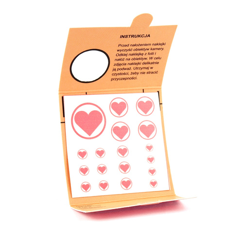 Zaślepka na KAMERĘ Zasłona BEZKLEJOWA Serce 18 szt