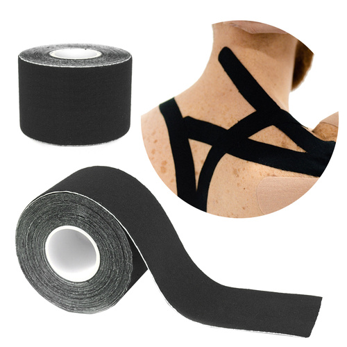 Taśma do kinesiotapingu 5 m x 5 cm Czarna