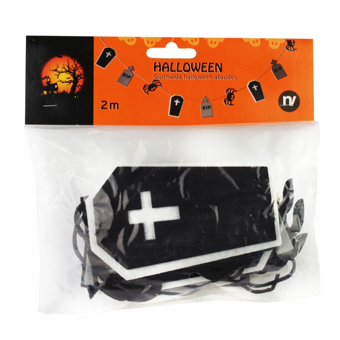Upiorna Girlanda Halloween Trumny i Pająki 2m