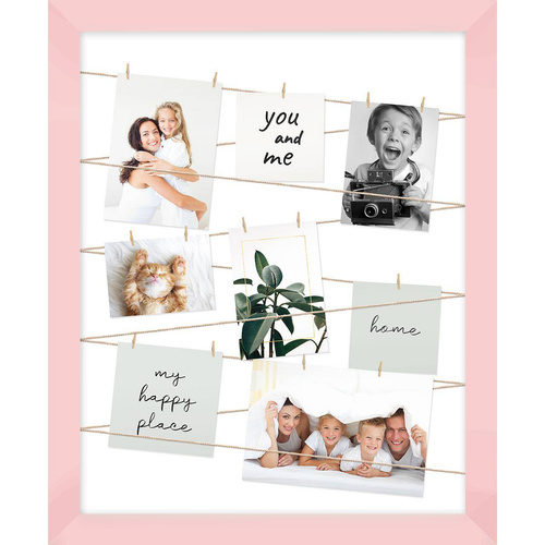 3 Ramki na zdjęcia z klamerkami 55x45 cm RÓŻ