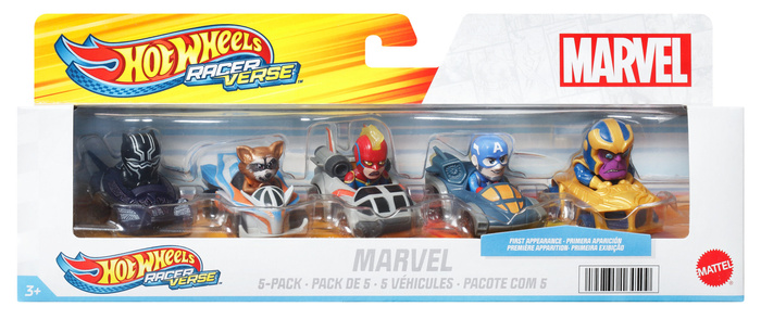 Hot Wheels RacerVerse MARVEL 5-pak Zestaw 5 pojazdów do jazdy po torze