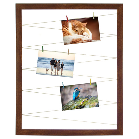 Ramka na Zdjęcia Sznurkowa Klamerki 54x44 cm Orzech