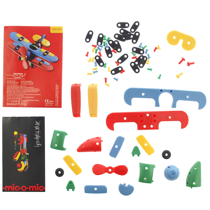 MIC-O-MIC Zabawka dla dziecka WESOLY KONSTRUKTOR-SAMOLOT DWUSKRZYDL -MIC089005