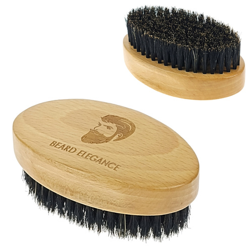 Szczotka drewniana do brody z naturalnym włosiem dzika 10,5x6x4 cm