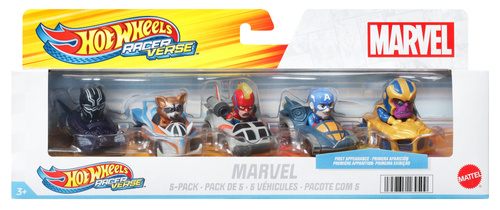 Hot Wheels RacerVerse MARVEL 5-pak Zestaw 5 pojazdów do jazdy po torze