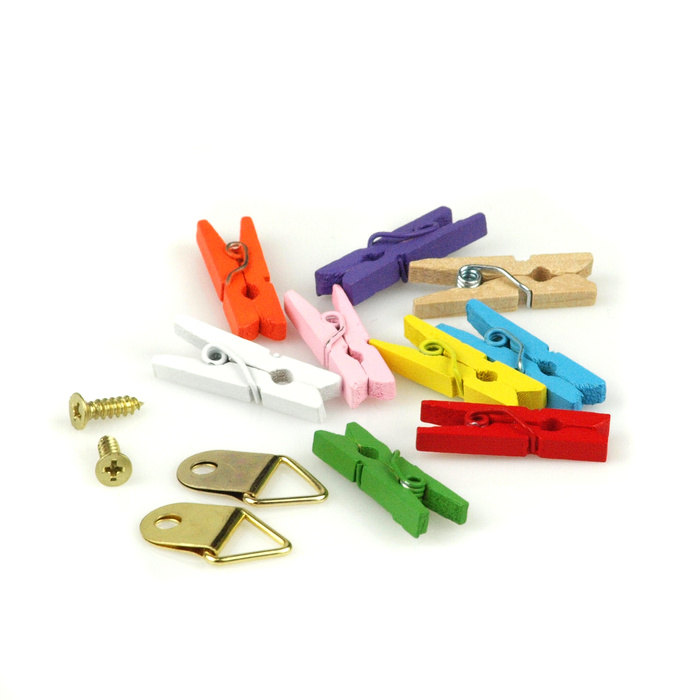 Ramka na Zdjęcia Sznurkowa Klamerki 55x45 cm RÓŻ