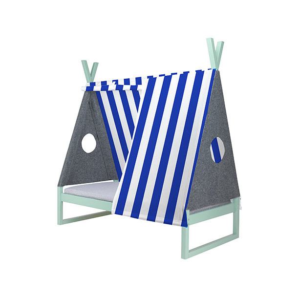 Łóżko dziecięce białe 140x70 błękitny