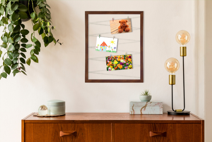 Ramka na Zdjęcia Sznurkowa Klamerki 54x44 cm Orzech