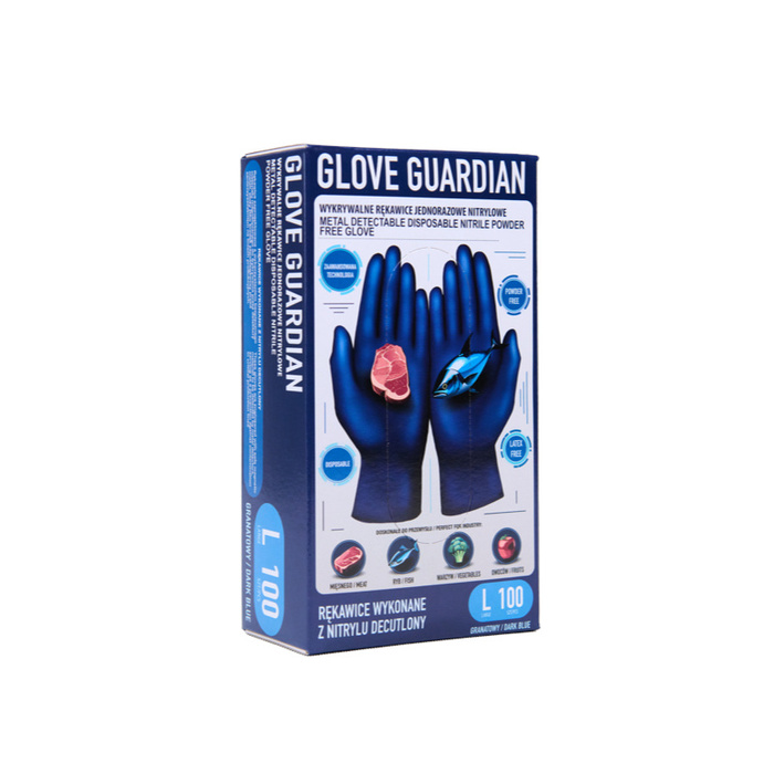 Rękawice nitrylowe jednorazowe wykrywalne GLOVE GUARDIAN Space Blue XS op./100szt.