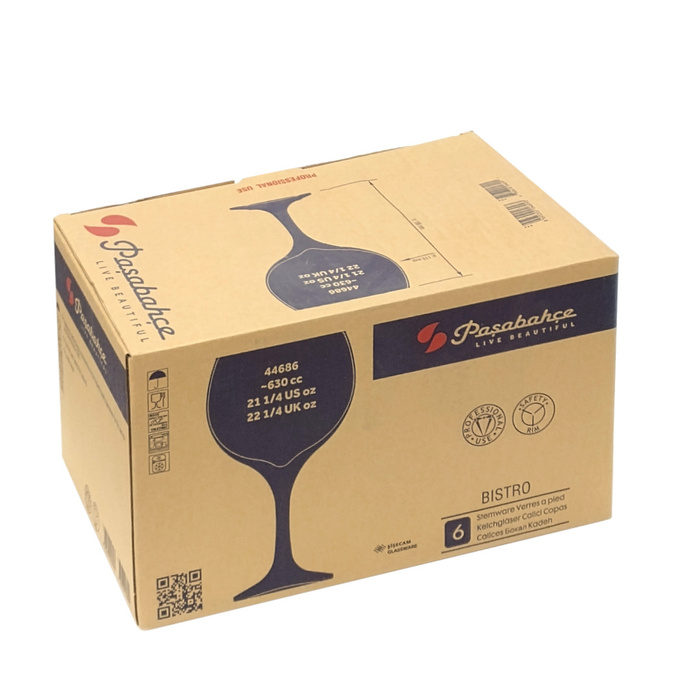 Kieliszki szklane czarne duże 620 ml komplet 6 szt.