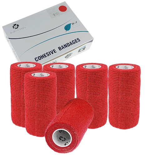 Bandaż elastyczny kohezyjny dla zwierząt Bodhi&Digby 10cm x 4,5m czerwony