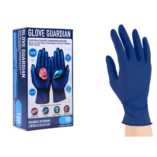 Rękawice nitrylowe jednorazowe wykrywalne GLOVE GUARDIAN Space Blue L op./100szt.