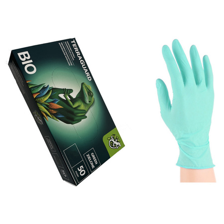 Rękawice nitrylowe jednorazowe TERRA GUARD BIO Green L op./50szt.