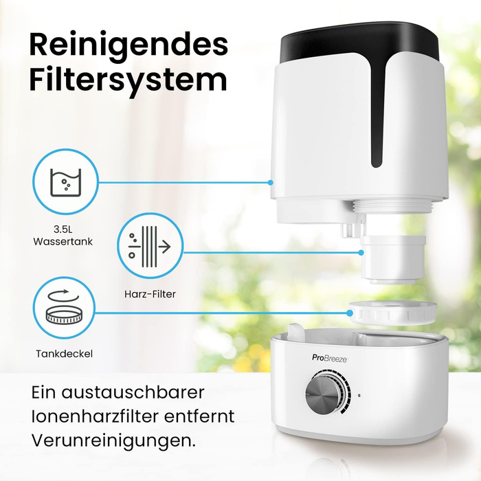 (Amazon B) Nawilżacz powietrza ultradźwiękowy Cool Mist o pojemności 3,5 l z dyfuzorem aromatu