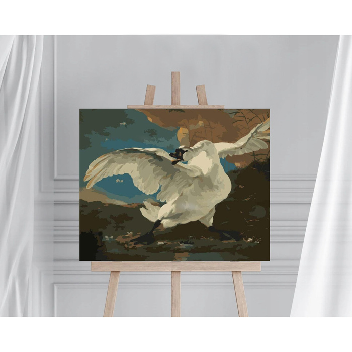 Malowanie po numerach 40x50 cm na ramie Łabędź w obliczu zagrożenia