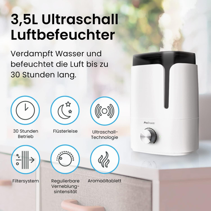 (Amazon B) Nawilżacz powietrza ultradźwiękowy Cool Mist o pojemności 3,5 l z dyfuzorem aromatu