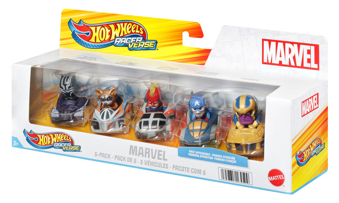 Hot Wheels RacerVerse MARVEL 5-pak Zestaw 5 pojazdów do jazdy po torze