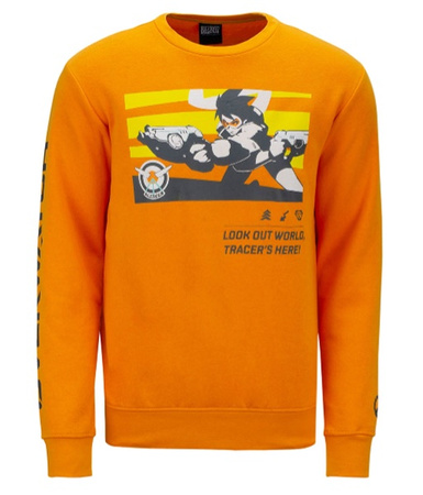 Bluza bez kaptura CREWNECK, OVERWATCH TRACER, męska, pomarańczowa, rozmiar M