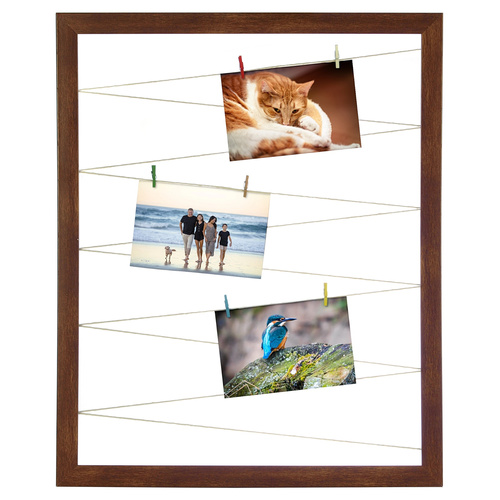 Ramka na Zdjęcia Sznurkowa Klamerki 54x44 cm Orzech