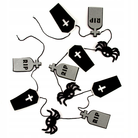 Upiorna Girlanda Halloween Trumny i Pająki 2m