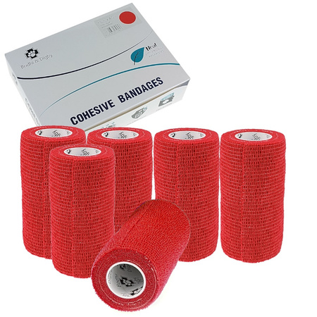 Bandaż elastyczny kohezyjny dla zwierząt Bodhi&Digby 10cm x 4,5m czerwony