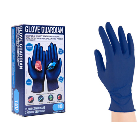 Rękawice nitrylowe jednorazowe wykrywalne GLOVE GUARDIAN Space Blue XS op./100szt.