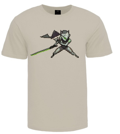 Koszulka T-SHIRT OVERWATCH GENJI PIXEL, męska, biała, rozmiar XL